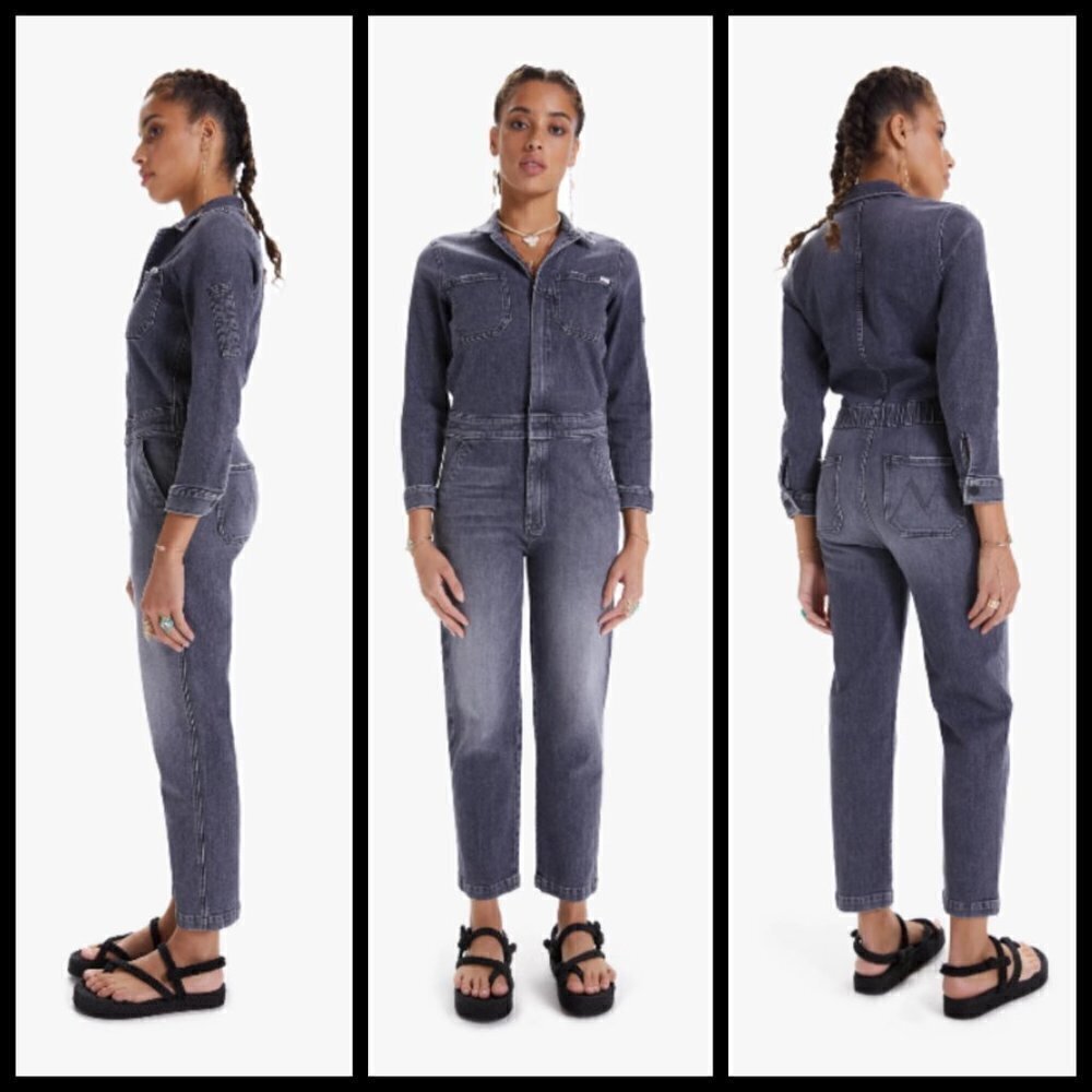 💕MOTHER💕 Half Spring Take-Off Ankle Jumpsuit Stitching in The Dark Gray Small